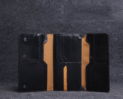 Fashion Leather Men's Trifold Long Wallet Black Gray Long Wallet For Men