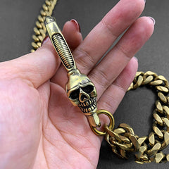 Fashion Brass Skull Mens 19'' Pants Chain Wallet Chain Motorcycle Wallet Chain for Men