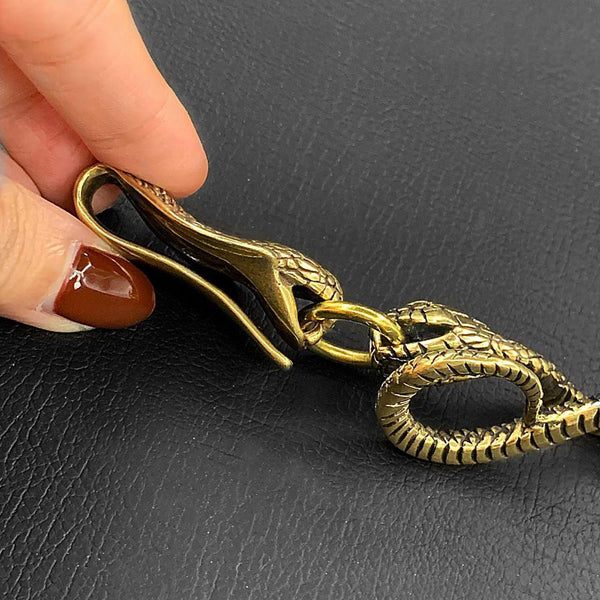 Cool Brass Snake Mens 18'' Pants Chain Wallet Chain Gold Motorcycle Wallet Chain FMJP00751002