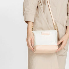 Fashion White Canvas Leather Women Makeup Pouch Canvas Shoulder Bag For Women