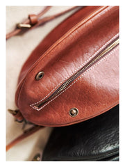 Fashionable Black Leather Mens Chest Bag Sling Bag Sling Pack One Shoulder Backpack For Men and Women