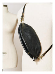 Fashionable Black Leather Mens Chest Bag Sling Bag Sling Pack One Shoulder Backpack For Men and Women