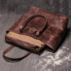 Vintage Mens Womens Leather Large Tote Handbag - Chain Detail