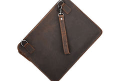 GENUINE LEATHER MENS Vintage Brown Clutch Wristlet Bag MESSENGER BAG FOR MEN
