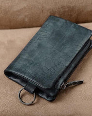 Handmade Mens Cool Leather Small KeyChain Wallet Men Small billfold Wallet for Men