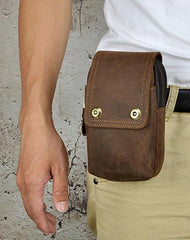 Small Mens Leather Belt Pouch Holsters Belt Cases Cell Phone Waist Pouches for Men