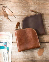 Cool Leather Mens Small Front Pocket Wallet Vintage billfold Wallets for Men