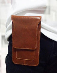 Cool Slim Mens Leather Cell Phone Holsters Belt Pouch Waist Bag for Men