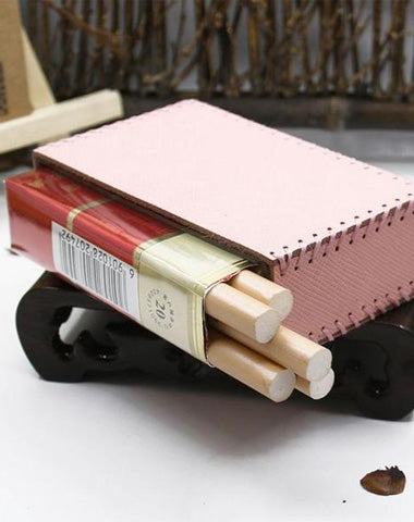 Cute Handmade Leather Womens Pink Cigarette Holder Case for Women