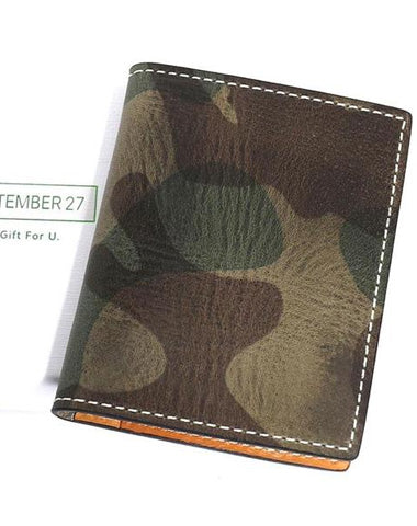 Cool Leather Mens Camouflage License Wallets Front Pocket Wallet Slim Card Wallet for Men