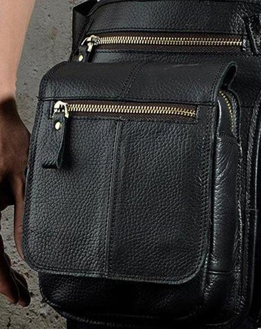 Cool Biker Mens Leather Drop Leg Bag Belt Pouch Waist Bag Side Bag Shoulder Bag for Men
