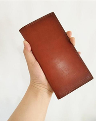 [On Sale] Handmade Vintage Mens Leather Long Wallets Bifold Long Wallet for Men
