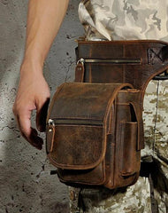 Cool Biker Mens Leather Drop Leg Bag Side Bag Belt Pouch Waist Bag Shoulder Bag for Men