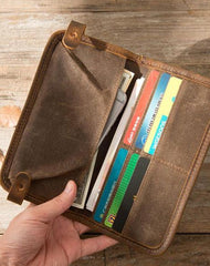 Cool Canvas Leather Mens Bifold Long Wallet Long Wallet for Men