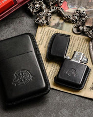 Handmade Black Leather Mens 10pcs Cigarette Holder Case Cool Custom Cigarette Case for Men