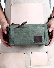 Large Canvas Green Mens Clutch Bag Zipper Wristlet Bag Phone Purse for Men