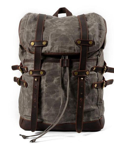 Waxed Canvas Mens Travel Backpack Canvas Hiking Backpack Canvas Backpack for Men