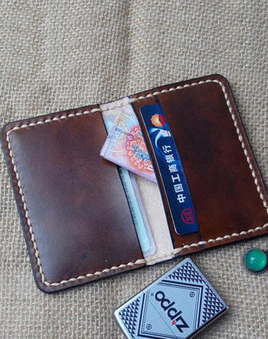 Mens Leather Slim Front Pocket Bifold Small Wallets Card Wallet for Men