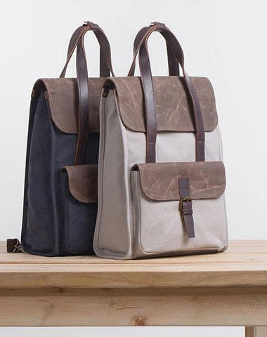 Cool Canvas Gray Mens Handbag Canvas Backpack Canvas Travel Bag for Men