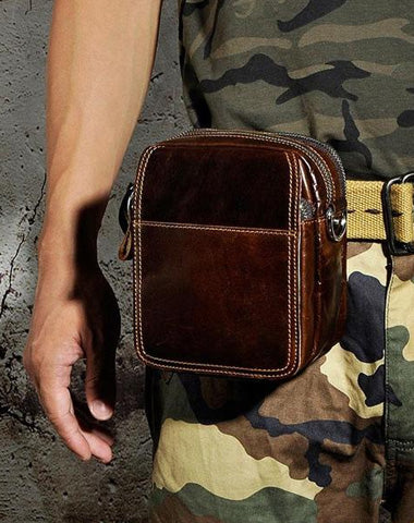 Mens Leather Small Belt Pouch Side Bag Waist Pouch Holster Belt Case for Men