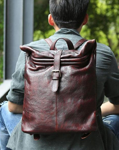 Cool Vintage Leather Mens Backpack Travel Backpack Laptop Backpacks for men
