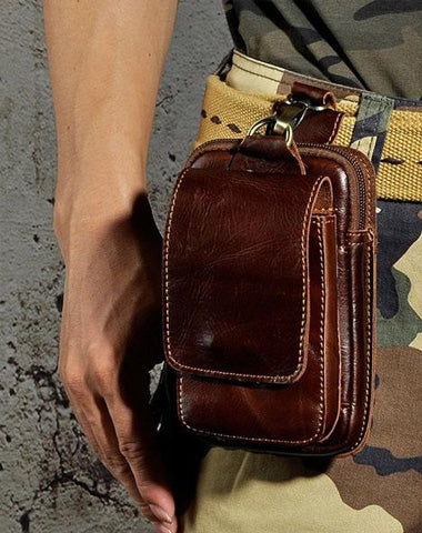 Small Mens Leather Belt Pouch Holster Belt Case Cell Phone Waist Pouch for Men