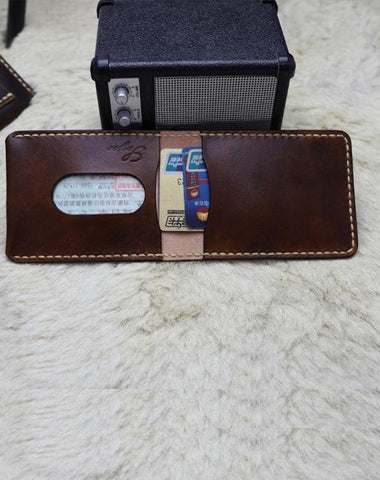 Leather Mens Slim Front Pocket Bifold Small Wallets License Wallet for Men