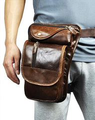Cool Leather Drop Leg Bag Belt Pouches Mens Waist Bag Shoulder Bag for Men