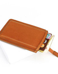 Leather Mens Slim Card Wallet Front Pocket Wallet Small Change Wallets for Men