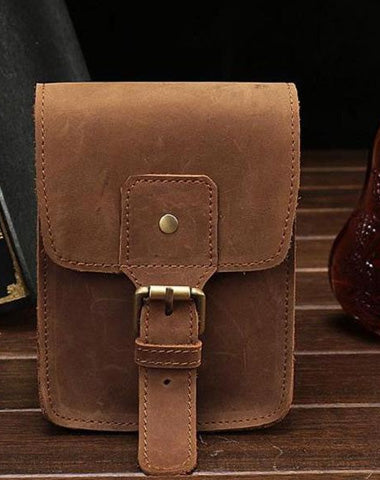 Cool Leather Mens Cigarette Case with Belt Loop Cell Phone Holster Belt Pouch for Men