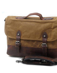 Mens Waxed Canvas Leather Messenger Bag Camera Side Bag Courier Bag for Men