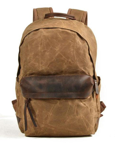 Waxed Canvas Leather Mens Camera Backpack Canvas Travel Backpack Canvas Camera Backpack for Men