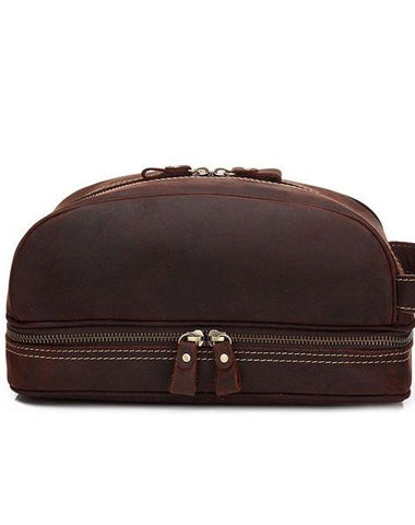 Cool Leather Mens Zipper Wristlet Bag Vintage Clutch Zipper Bag for Men
