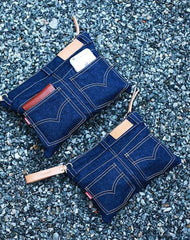 Unique Blue Jean Mens Clutch Bag Cool Wristlet Wallet Zipper Clutch Wallet For Men