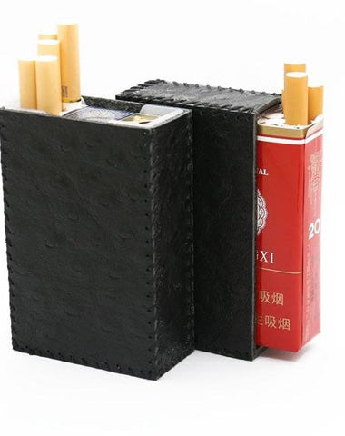Handmade Black Leather Cigarette Holder Mens Cool Cigarette Holder Case for Men
