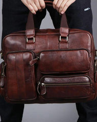 Leather Mens Large Briefcase Work Bag Travel Bag Business Bag for Men
