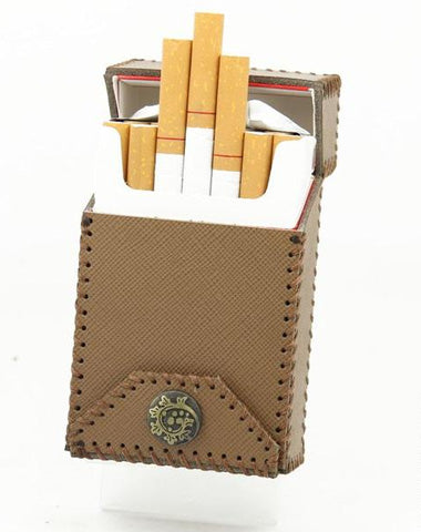 Handmade Cool Leather Mens Khaki Cigarette Holder Case Cigarette Holder for Men