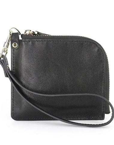 Leather Mens Zipper Small Wallet Wristlet Wallet Clutch Wallet Small Wallet for Men