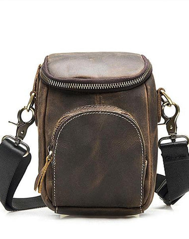 Leather Mens Cell Phone Holster Belt Pouch Waist Bag Mens Side Bag Shoulder Bag for Men