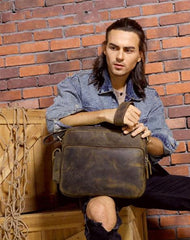 Cool Leather Vintage Mens Messenger Bags Small Shoulder Bags for Men