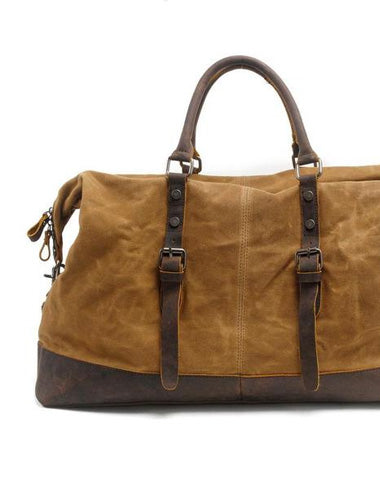 Mens Waxed Large Canvas Weekender Bag Canvas Travel Bag Canvas Overnight Bag for Men