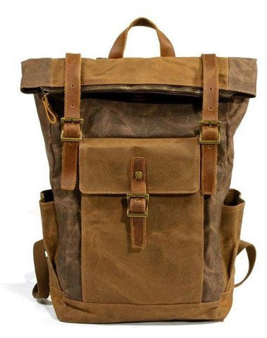 Waxed Canvas Mens Backpacks Canvas Travel Backpack Canvas School Backpack for Men