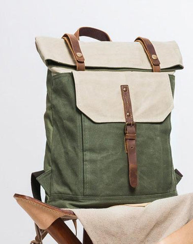 Cool Canvas Gray Travel Bag Mens Backpack Canvas Canvas School Bag for Men