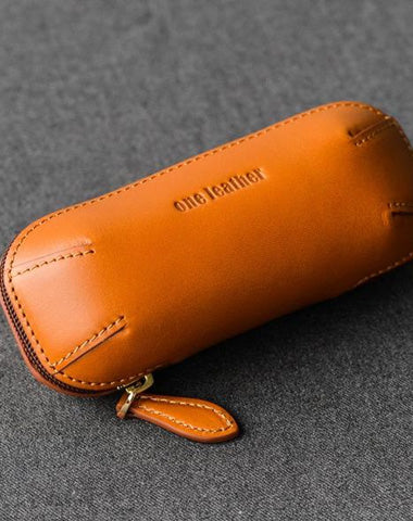 Cool Leather Mens Leather Cigarette Tobacco Pipe Case Zipper Tobacco Pipe Case for Men