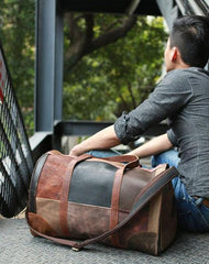 Cool Leather Mens Weekender Bags Travel Bag Duffle Bags Overnight Bag for men