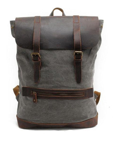 Cool Canvas Leather Mens School Backpack Laptop Backpack Canvas Travel Backpack Canvas for Men