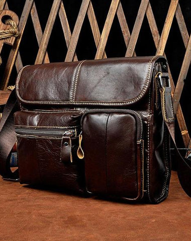 Cool Vintage Leather Mens Small Side Bag Messenger Bag Shoulder Bag for Men