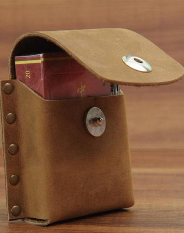 Cool Vintage Leather Mens Cigarette Case Cigarette Holder with Belt Loop for Men