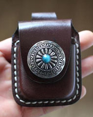 Mens Leather Zippo Lighter Pouch with Loop Cool Zippo lighter case with Clip