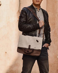 Mens Canvas Cool Side Bag Messenger Bag Canvas Handbag Canvas Tote for Men